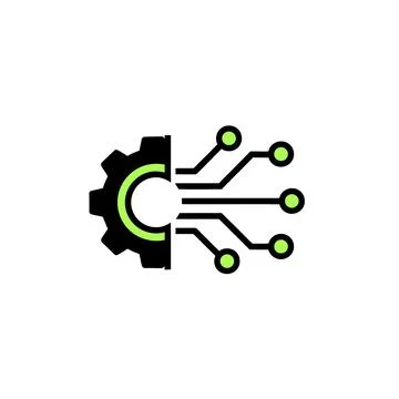 Gear and Circuit Technology Logo Vector Illustration Illustrazione stock