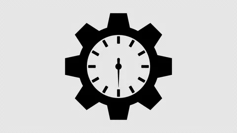 Gear and clock hand rotation animation Stock Footage 337719317