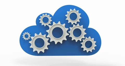 Gear and Cloud Blue and White.602 Stock Footage 127820549