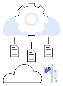 Gear and Cloud Connectivity with Document Management and Risk Analysis Concep Stock Illustration