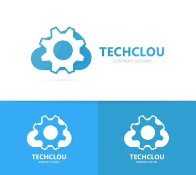 Gear and cloud logo combination. Mechanic and storage symbol or icon. Unique イラスト素材
