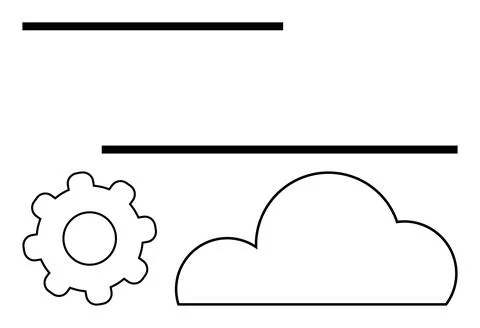 Gear and cloud shapes with two horizontal lines. Ideal for technology, cloud  스톡 일러스트