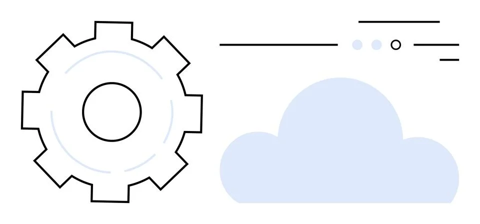 Gear and Cloud Symbolizing Technology Integration and Data Management Solutio Stock Illustration