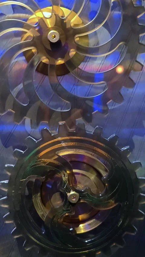 Gear and cogs wheels close-up. Clock mechanism. Stock Footage 291034399