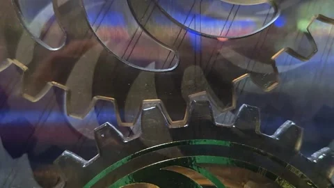 Gear and cogs wheels close-up. Clock mechanism. Stock Footage 291602701