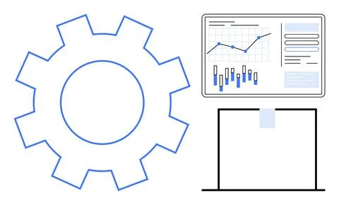 Gear and Data Chart Display Representing Technology and Analytics in Busine.. Stockillustratie