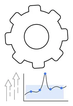 Gear and Data Chart Symbolizing Growth and Innovation in Business Strategy Illustrazione stock