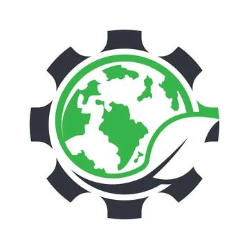 Gear and Globe Vector Logo Design Stock Illustration