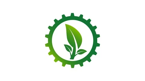 Gear and leaf logo in the circle with.4K resolution motion graphic Stock Footage 98375307