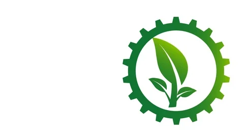 Gear and leaf logo in the circle with.4K resolution motion graphic Stock Footage 100178249