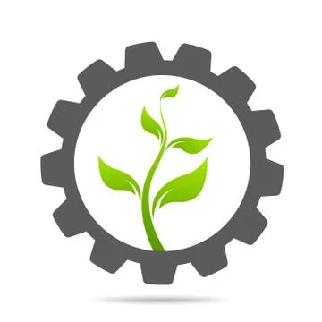 Gear and leaf logo combination. Mechanic and eco symbol or icon Stock Illustration