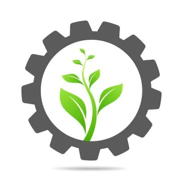 Gear and leaf logo combination. Mechanic and eco symbol or icon Stock Illustration