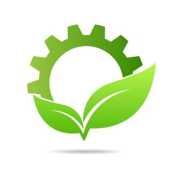 Gear and leaf logo combination. Mechanic and eco symbol or icon Stock Illustration