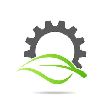 Gear and leaf logo combination. Mechanic and eco symbol or icon Stock Illustration