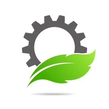 Gear and leaf logo combination. Mechanic and eco symbol or icon Stock Illustration