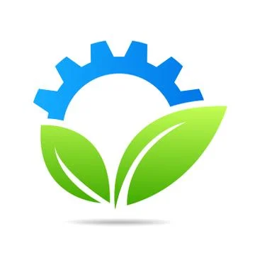 Gear and leaf logo combination. Mechanic and eco symbol or icon-02 Stock Illustration