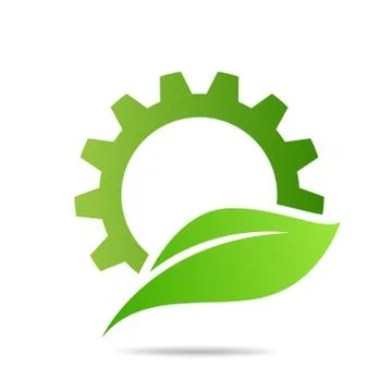 Gear and leaf logo combination. Mechanic and eco symbol or icon Stock Illustration
