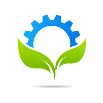 Gear and leaf logo combination. Mechanic and eco symbol or icon Stock Illustration