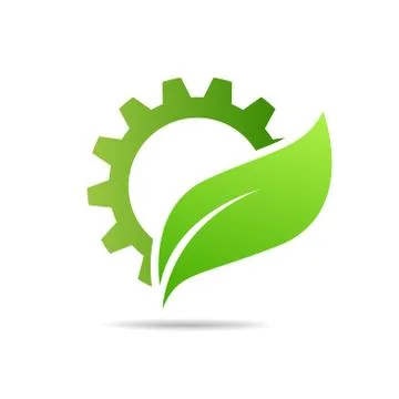 Gear and leaf logo combination. Mechanic and eco symbol or icon Stock Illustration