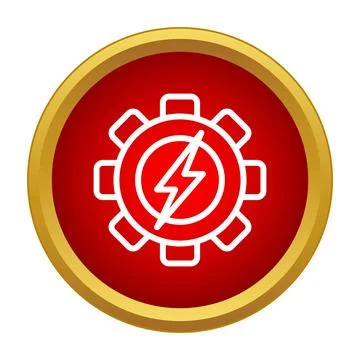 Gear and lightning bolt icon representing electric power Stock Illustration