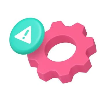 Gear and warning alert icon for system settings and app interface. Represents Stock Illustration