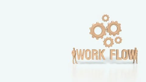 The Gear and work flow text for Business concept 3d rendering. Illustrazione stock