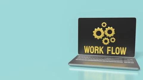 The Gear and work flow text for Business concept 3d rendering. Stock Illustration