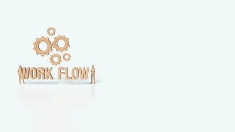 The Gear and work flow text for Business concept 3d rendering. Stock Illustration