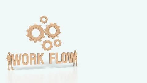 The Gear and work flow text for Business concept 3d rendering. 스톡 일러스트