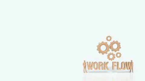 The Gear and work flow text for Business concept 3d rendering. 스톡 일러스트