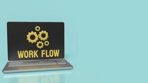 The Gear and work flow text for Business concept 3d rendering. 스톡 일러스트