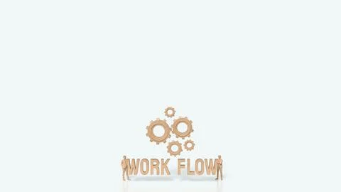 The Gear and work flow text for Business concept 3d rendering. Stock Photos