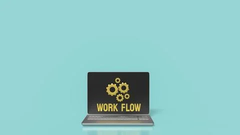 The Gear and work flow text for Business concept 3d rendering. 写真素材