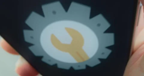 Gear and wrench, Data management icon, presentation Stock Footage 313439651
