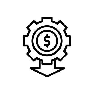 Gear arrow dollar icon. Simple line, outline vector elements of bankruptcy icons Illustrazione stock