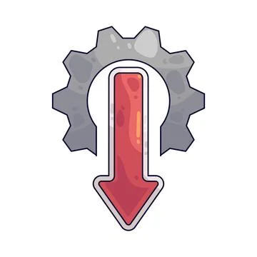 Gear with Arrow Down illustration 스톡 일러스트