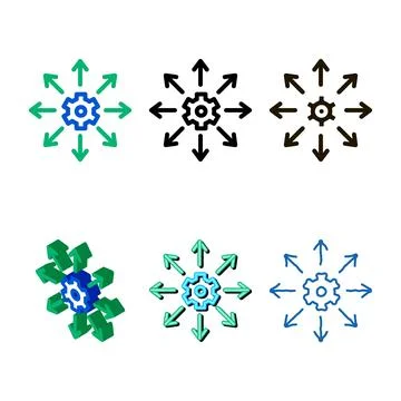 Gear arrows range icon vector outline Stock Illustration