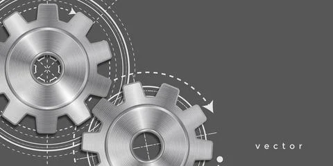 Gear background.Engineering industrial.Technical drawing .Technology banner. Stock Illustration