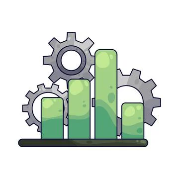 Gear with Bar Chart illustration 스톡 일러스트