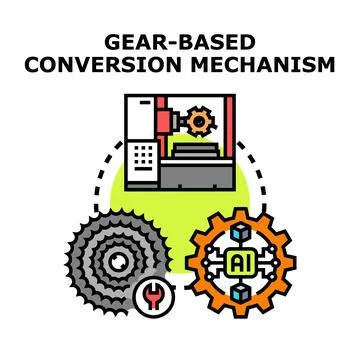 Gear based conversion mechanism for artificial intelligence engineering Stock Illustration