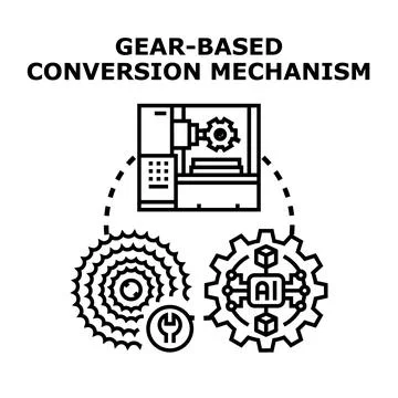 Gear based conversion mechanism for artificial intelligence engineering Stock Illustration