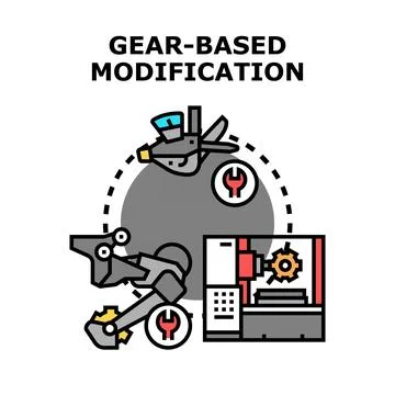 Gear based modification process with robotic arm Stock Illustration