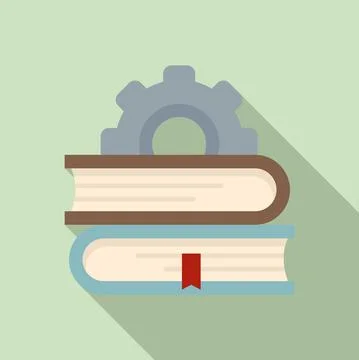Gear book stack icon, flat style イラスト素材