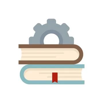Gear book stack icon flat isolated vector 스톡 일러스트