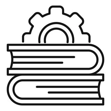 Gear book stack icon, outline style Stock Illustration
