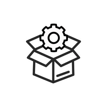 Gear with box, icon of seo package Stock Illustration