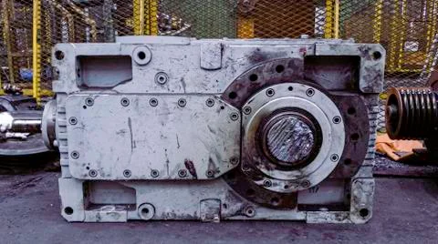 Gear box of rotating motor of machine, Take out part of machine to permanent  Stock Photos