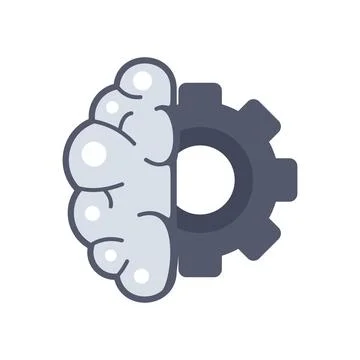 Gear brain ai icon flat isolated vector Stock Illustration