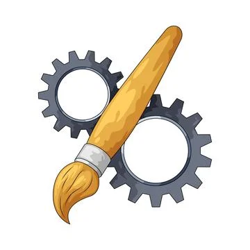 Gear with Brush illustration 스톡 일러스트