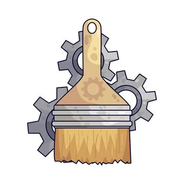 Gear with Brush illustration 스톡 일러스트